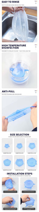 Tampas de Silicone Elásticas Reutilizáveis – Ajustáveis para Tigelas, Panelas e Alimentos