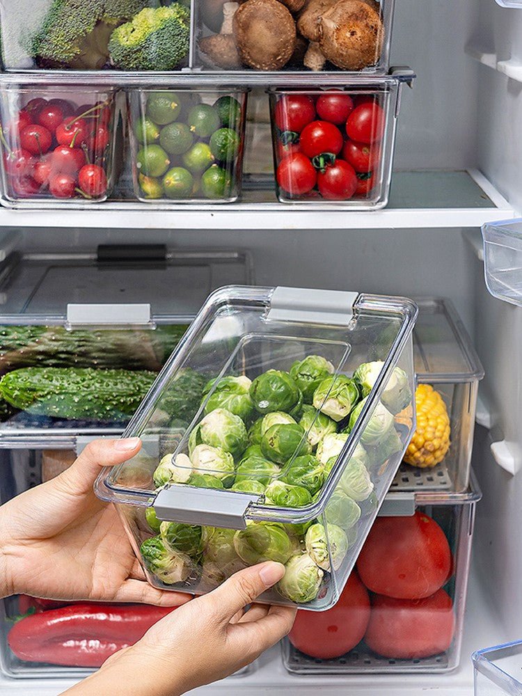 Organizador de Geladeira Empilhável com Tampa – Caixas Práticas para Alimentos