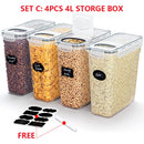 Kit Recipientes Herméticos 4L para Cereais – Armazenamento Organizado e Fresco (1/2/4 peças)