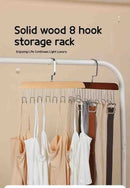 Organizador de Madeira Maciça – Cabide Multiuso com 8 Ganchos para Roupas e Acessórios