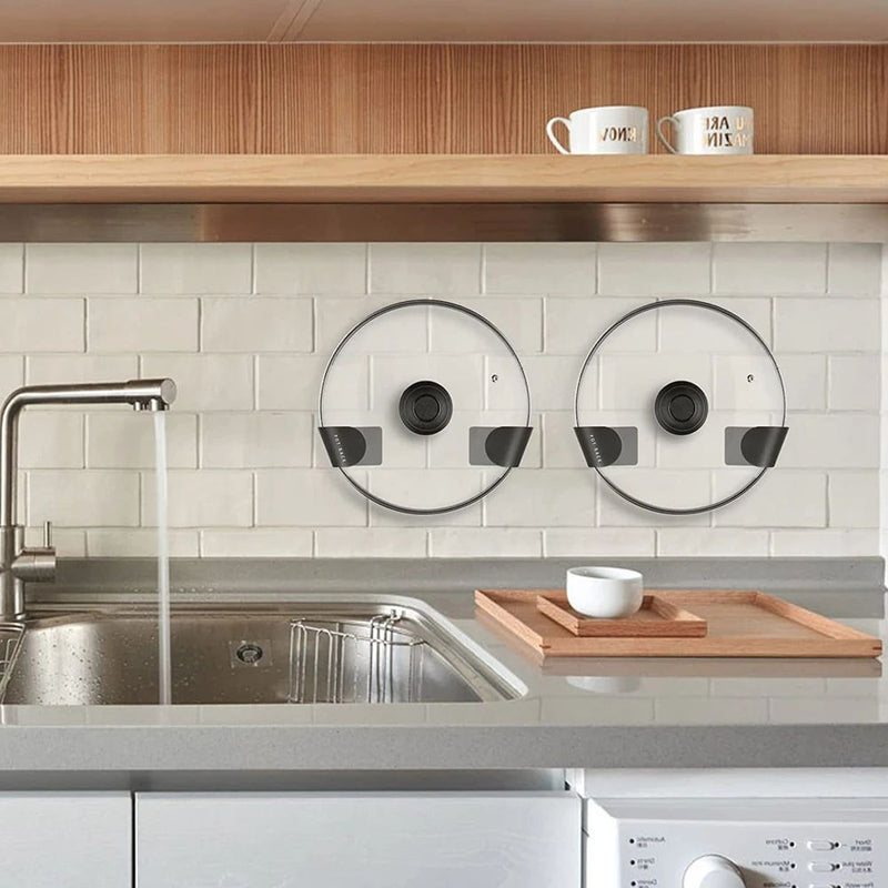 Suporte de Parede com Tampa Adesiva – Pote Organizador Suspenso (1/4 peças)