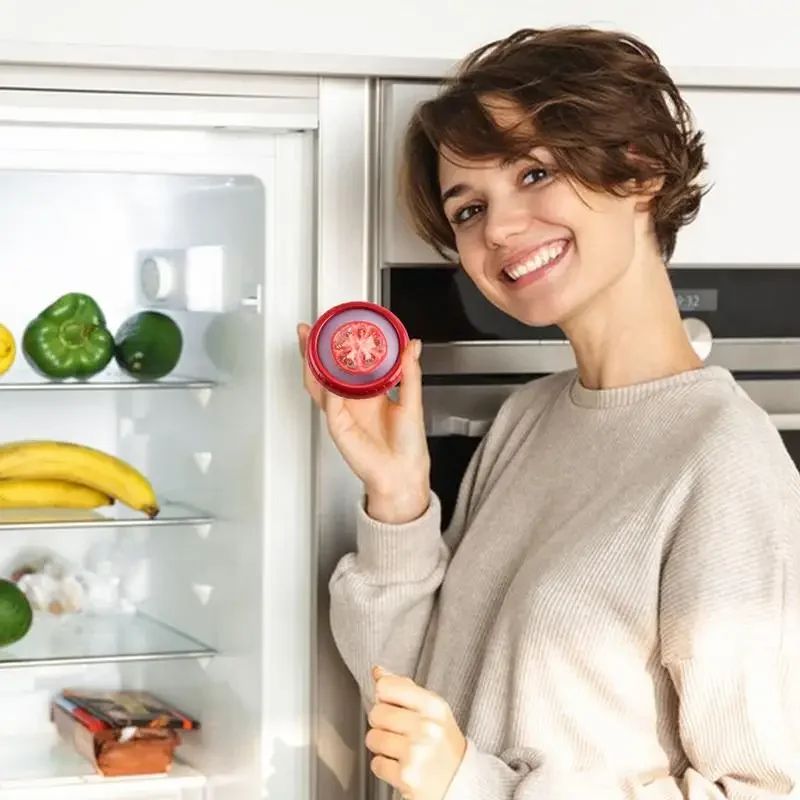 Conjunto 4 Potes de Silicone em Formato de frutas/legumes – Conservação de Frutas na Geladeira