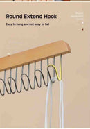 Organizador de Madeira Maciça – Cabide Multiuso com 8 Ganchos para Roupas e Acessórios