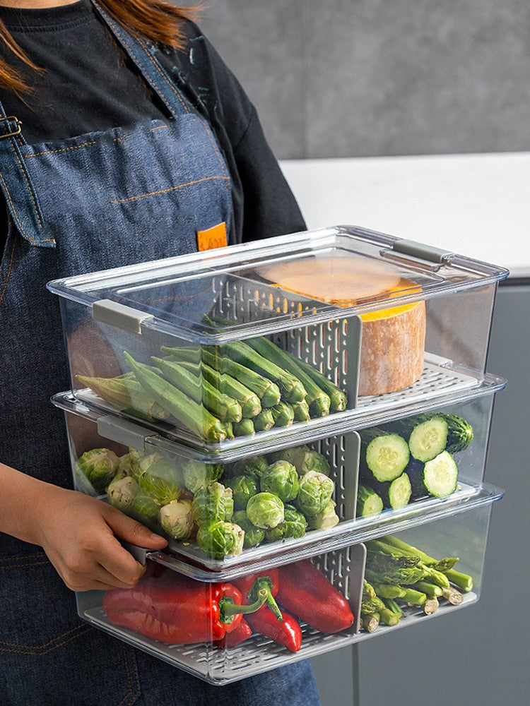 Organizador de Geladeira Empilhável com Tampa – Caixas Práticas para Alimentos