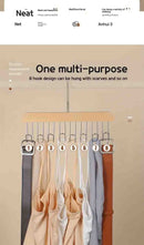 Organizador de Madeira Maciça – Cabide Multiuso com 8 Ganchos para Roupas e Acessórios