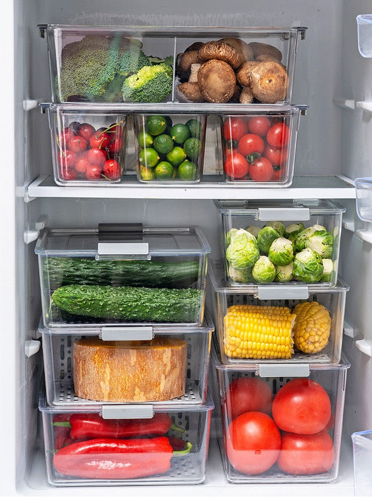 Organizador de Geladeira Empilhável com Tampa – Caixas Práticas para Alimentos